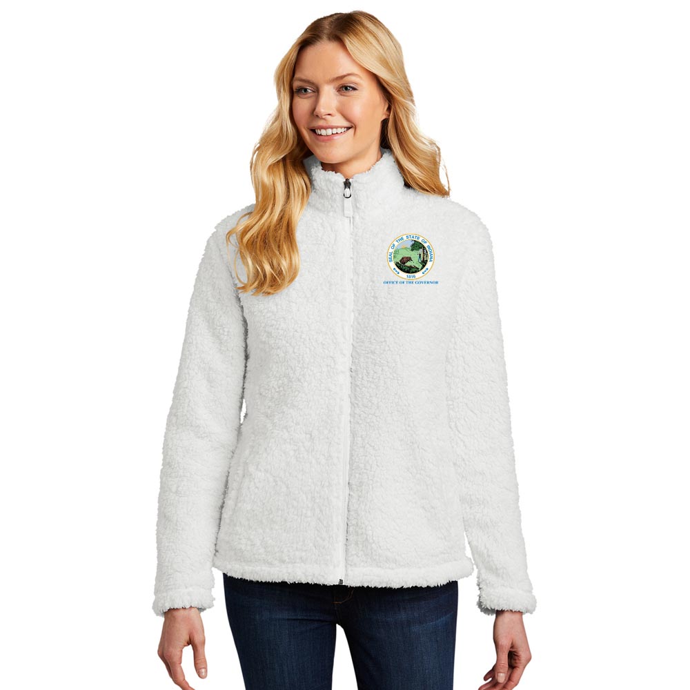 Ladies Cozy Fleece Jacket - Office of The Governor Indiana State Seal